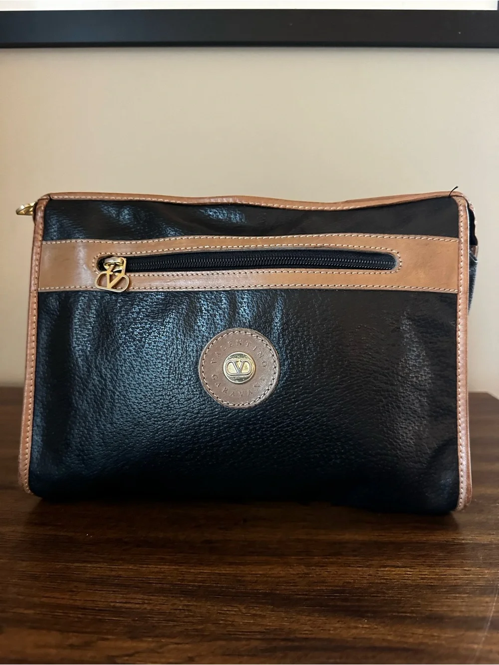 Valentino Garavani Vintage Black Leather Clutch